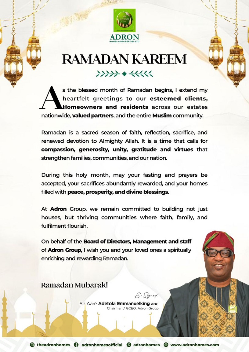 Adron Homes Ramadan message